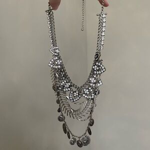 Silver layered charm necklace